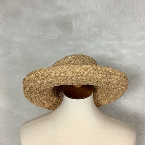 Helen Kaminski Australia Woven Straw Raffia Hat with Raffia Bow